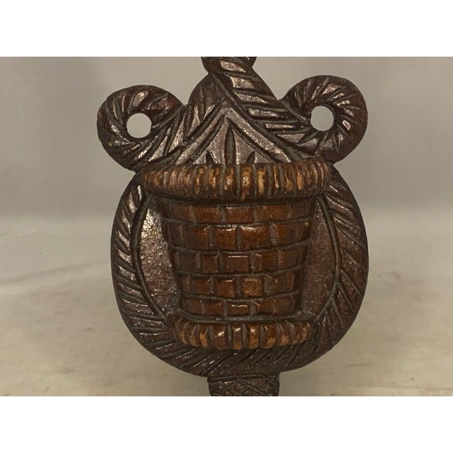 American Carved Wood Wall Mount Match Holder: Rope & Tassel Design For Sale - Image 3 of 10