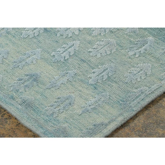 Contemporary Contemporary Block Print Floral Natural Silk Runner by Rug & Kilim, India For Sale - Image 3 of 8