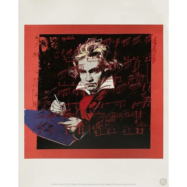 An excellent Pop Art offset lithograph (print) of original acrylic and silkscreen on canvas "Beethoven" (1987) by Andy...