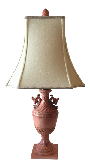 Early 20th Century Salmon - Colored Crackle Ceramic Urn/ Trophy Lamp