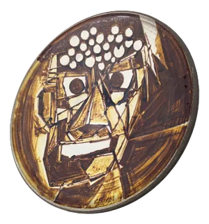 Hand-Painted Cubist Dish, 1950s