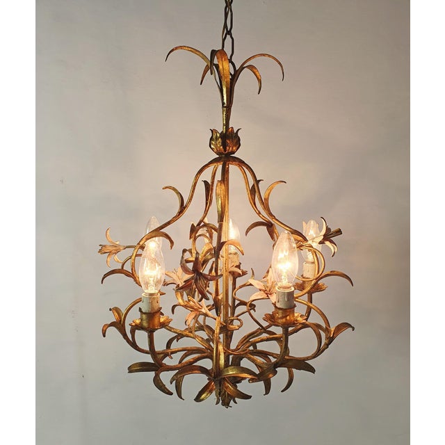 Mid-Century Italian Tole Chandelier, 1950s For Sale - Image 9 of 16