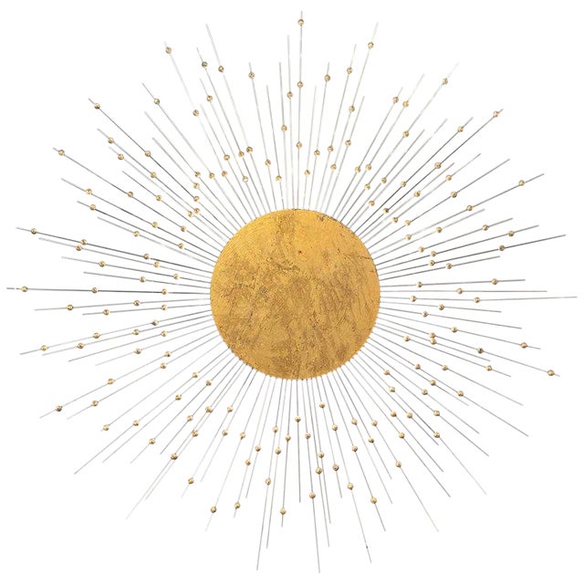 New Sculpture Bronze Sunburst Wall or Ceiling Lamp For Sale