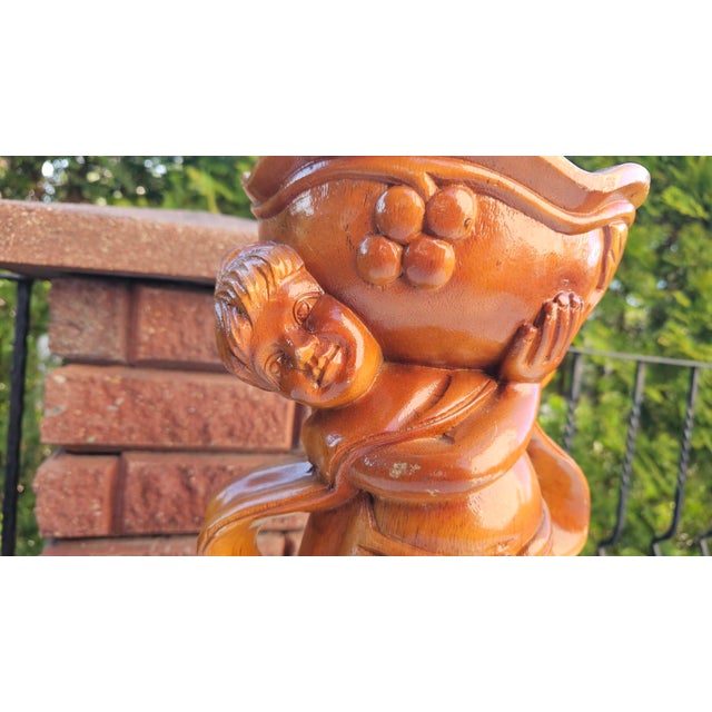 Carved Wooden Cherub Figurine with Bowl, 1950s-1960s, in Good conditions. Designed 1950 to 1959