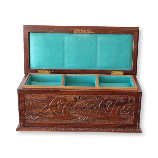 English Antique English Carved Jewelry Box For Sale - Image 3 of 6