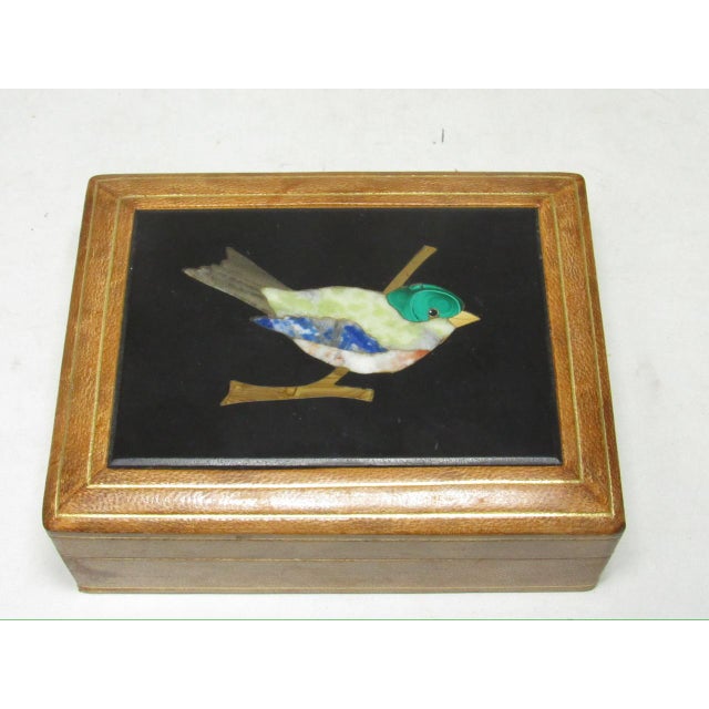 Italian Pietra Dura Inset Leather Box For Sale - Image 11 of 13
