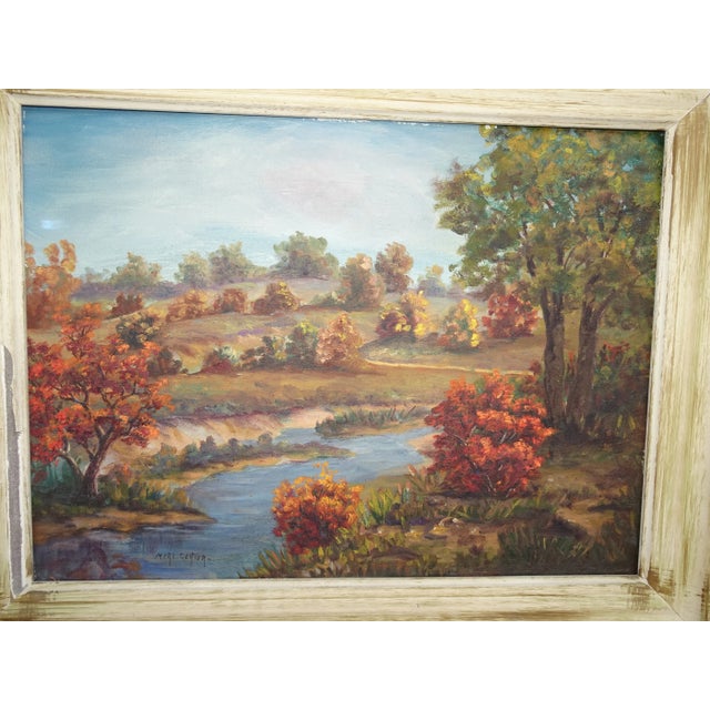 1950s Vintage Oil Painting Picture Landscape "Rolling River" Signed by Myrl Carter For Sale - Image 5 of 13