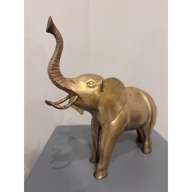 Vintage Solid Brass Large Elephant For Sale - Image 4 of 8