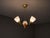 Swedish Mid-Century Modern, Pendant Light, Brass, Glass, Teak, Sweden, 1950s A three (3) light brass, glass, and teak...