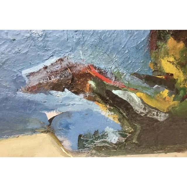 Mid Century Modern Gesso and Oil on Canvas Impasto Coastal Landscape