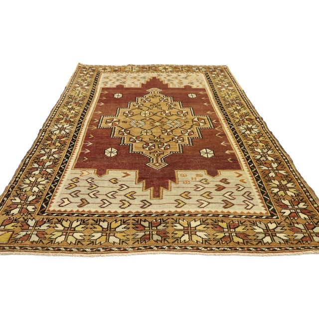 Mid-Century Modern Vintage Turkish Oushak Rug with Modern Style - 03'10 x 06'11 For Sale - Image 3 of 10