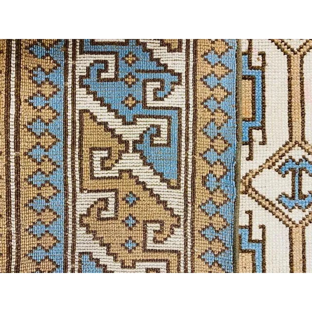 Baby Blue Vintage Turkish Kazak Rug For Sale - Image 8 of 9