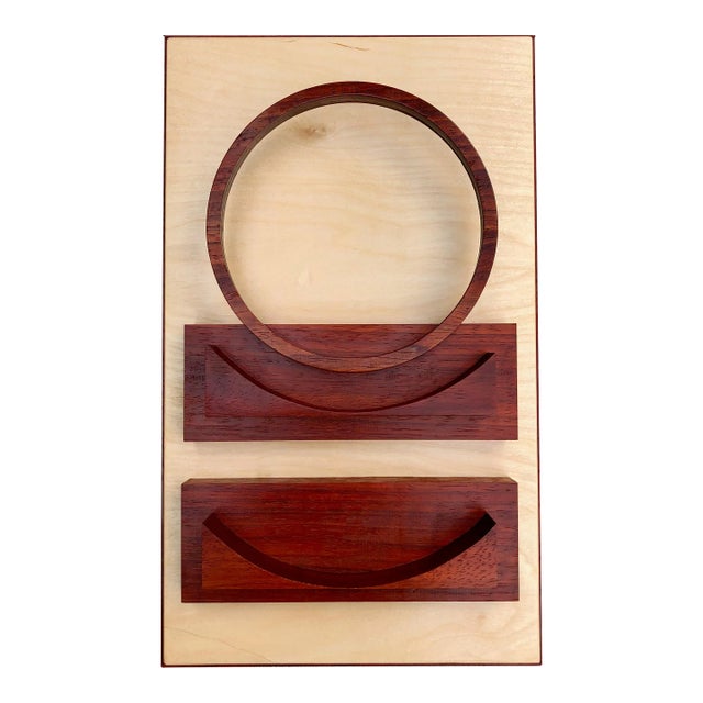 Contemporary Abstract Three Dimensional Geometric Wood Wall Sculpture For Sale