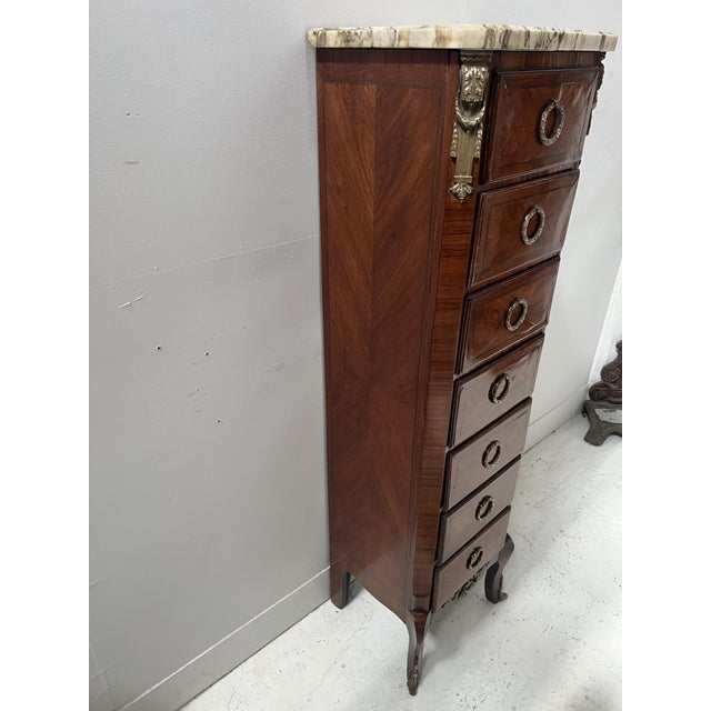 Transition Style Wooden Veneer Chest of Drawers from Befos For Sale - Image 6 of 10