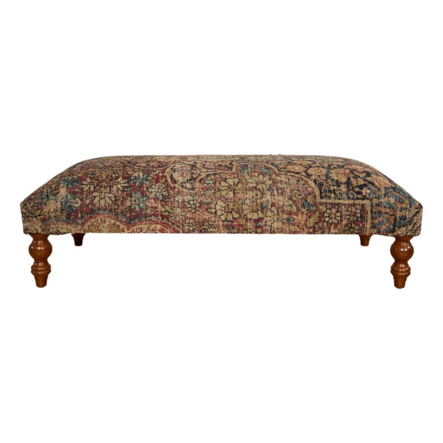 Antique Persian Kerman Rug Ottoman Coffee Table For Sale