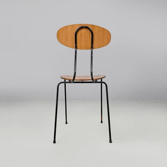 Metal Mid-Century Modern Italian Chairs in Brown Formica and Black Metal, 1960s, Set of 6 For Sale - Image 7 of 18