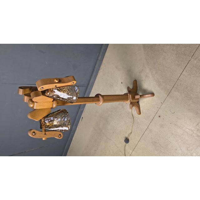 Rustic Oak and Murano Glass Floor Lamp, 1960s For Sale - Image 9 of 14