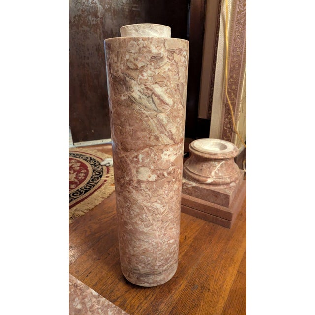 Stone Late 20th Century Italian Marble Column Pedestal Pair For Sale - Image 7 of 12