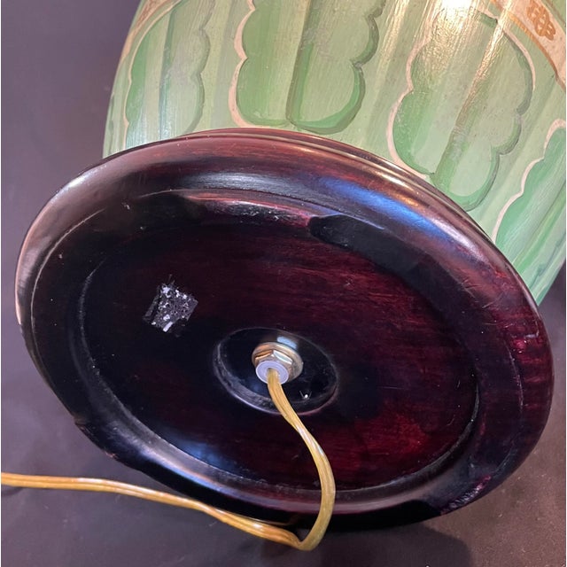 Ceramic Table Lamp, Pleated Silk Shade For Sale - Image 9 of 9