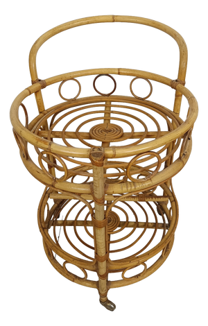 Vintage Rattan Serving Bar Cart, 1960s