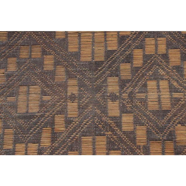 Rug & Kilim Vintage Tuareg Mat in Brown and Beige With Diamond Geometric Patterns For Sale - Image 4 of 7