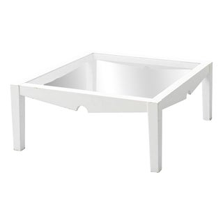 White Wood and Glass Coffee Table, 1970s For Sale
