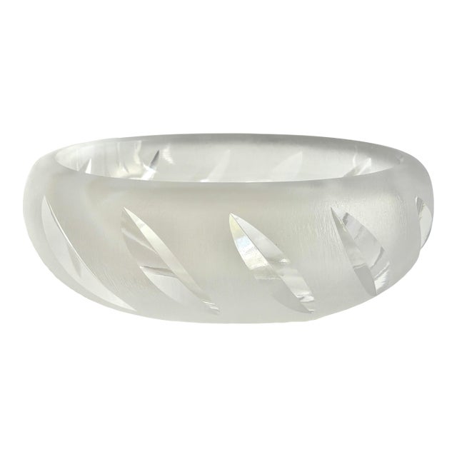 1980s French Yseult by Lalique Frosted Cut Crystal Bowl For Sale