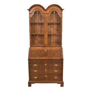 Henredon Folio 10 Walnut Chippendale Double Arch Secretary For Sale