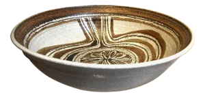 Vintage Wishon Harrell Stoneware Serving Bowl - Large Mid Century Modern Pottery