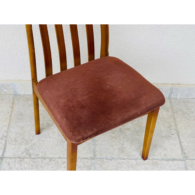 Wood Vintage Wood and Velvet Chairs, 1970s, Set of 2 For Sale - Image 7 of 12