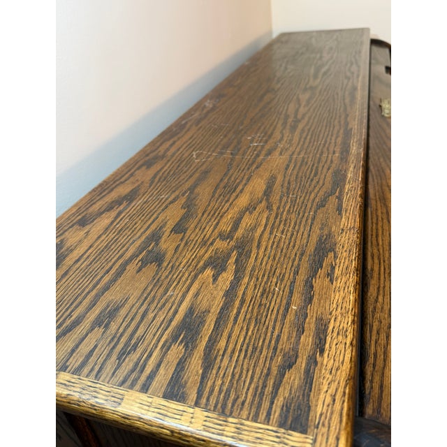 Late 20th Century Oak Rolltop Desk (Oak Crest) With Oak Chair For Sale - Image 12 of 18