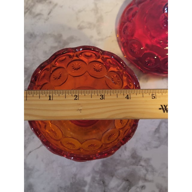 20th Century Le Smith Moon & Stars Amberina Compote Lidded Compote For Sale - Image 15 of 17