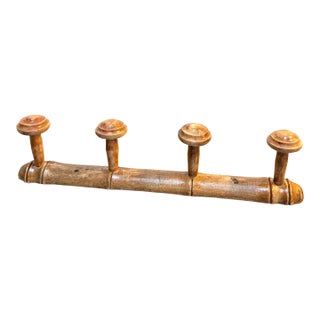 Carved Wood Faux Bamboo Hall Tree For Sale
