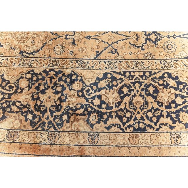 Fine Antique Persian Tabriz Handmade Wool Carpet For Sale In New York - Image 6 of 9