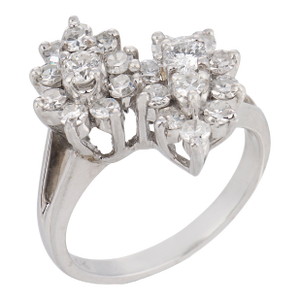 Vintage Diamond 14k White Gold Toi Et Moi Ring, Size 5.5
