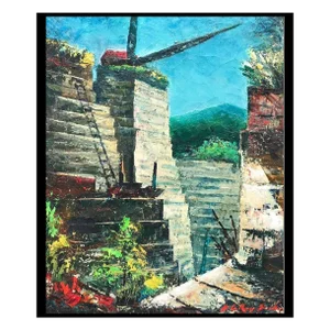 1940s John Leroy Jackson Georgia Quarry Oil Painting