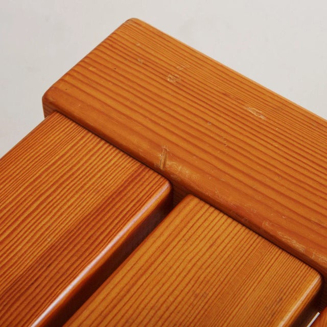 Wood Brutalist Hand Carved Pine Bench by Glas Mäster Markaryd, Sweden 1970s For Sale - Image 7 of 12