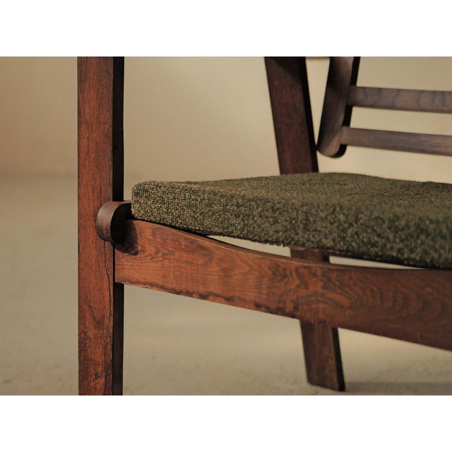 Wood French Modernist Reconstruction Oak Armchairs, 1940s, Set of 2 For Sale - Image 7 of 16