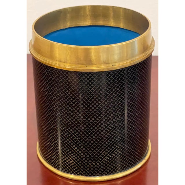 Mid 20th Century Mid 20th Century Mid-Century Chinese Black & Gold Cloisonné 'Good Luck' Circular Table Box For Sale - Image 5 of 12