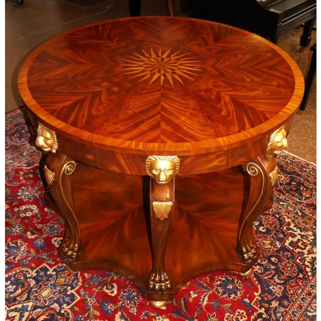 Maitland Smith Flame Mahogany Inlaid Lion Carved Center Table For Sale In New York - Image 6 of 10