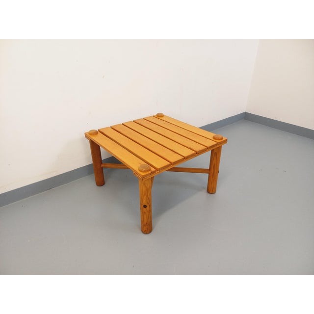 Vintage Square Coffee Table in Pine, 1970s For Sale - Image 13 of 16