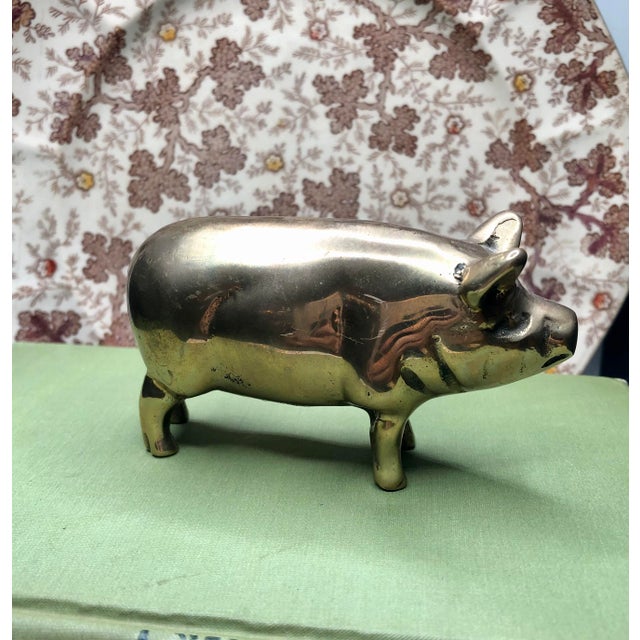 Mid-Century Modern Solid Brass Farm Pig Figurine For Sale - Image 3 of 4