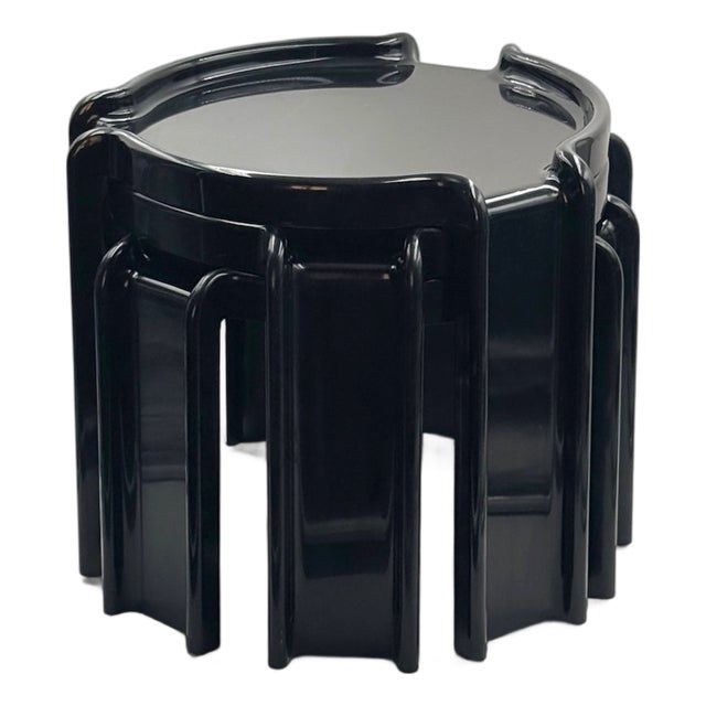 Black Nesting Tables by Giotto Stoppino for Kartell, Italy, 1960s, Set of 3 For Sale