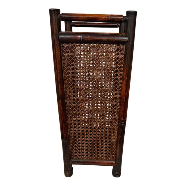 Vintage Bamboo and Cane Umbrella Stand For Sale