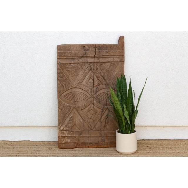 Wood Antique Bleached Wood Solar Eye Carved Igbo Door For Sale - Image 7 of 7