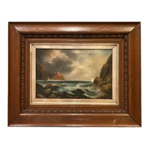 19th Century Marine Painting "Approaching Storm", Framed