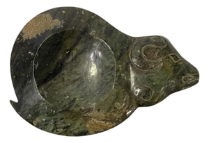 Chinese Artistic Ram Shape Green Stone Ink Well Dip Pad
