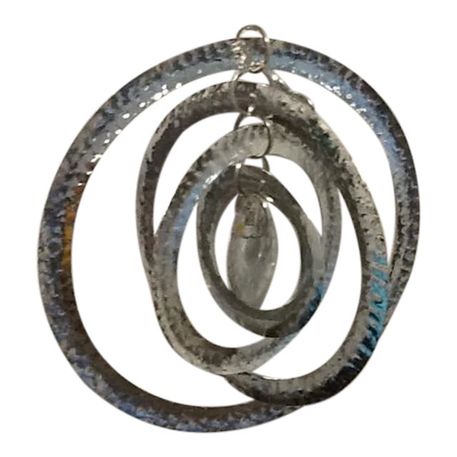 Hammered Nickel 3-D Hanging Sculpture Signed R L M For Sale