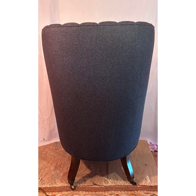 Traditional A Pair of Custom Bench-Made Georgian Style Wingback Chairs by Cisneros Upholstery (Chicago) – Wool Flannel For Sale - Image 3 of 8