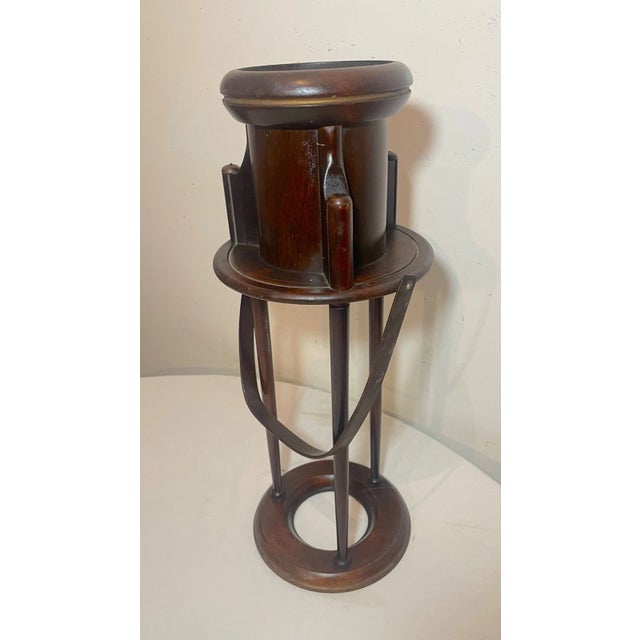 1940s Rare Antique Handmade Art Deco Wood Smoking Cushman Smoker Floor Stand Ashtray For Sale - Image 5 of 14